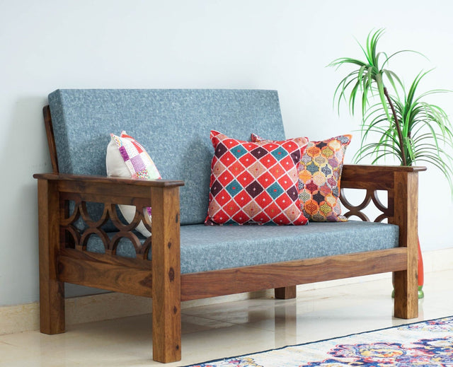 Delhi Sheesham Wood 2 Seater Sofa - Two Seater Sofa - Furniselan - Teak-Finish