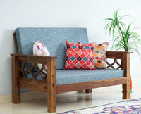 Delhi Sheesham Wood 2 Seater Sofa - Two Seater Sofa - Furniselan - Teak-Finish