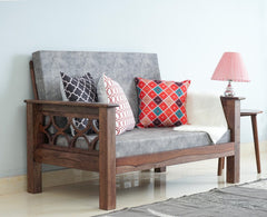 Delhi Sheesham Wood 2 Seater Sofa - Two Seater Sofa - Furniselan - Grey-Finish