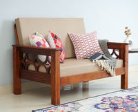 Delhi Sheesham Wood 2 Seater Sofa - Two Seater Sofa - Furniselan - Maple-Finish