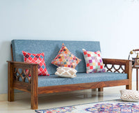 Delhi Sheesham Wood 3 Seater Sofa - Three Seater Sofa - Furniselan - Teak-Finish 