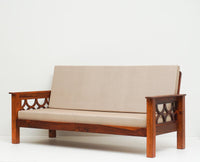 Delhi Sheesham Wood 3 Seater Sofa - Three Seater Sofa - Furniselan - Maple-Finish