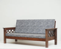 Delhi Sheesham Wood 3 Seater Sofa - Three Seater Sofa - Furniselan - Grey-Finish