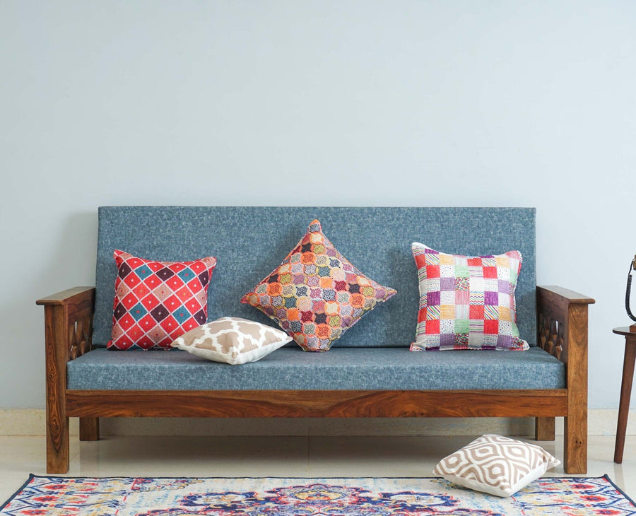 Delhi Sheesham Wood 3 Seater Sofa - Three Seater Sofa - Furniselan - Teak-Finish 