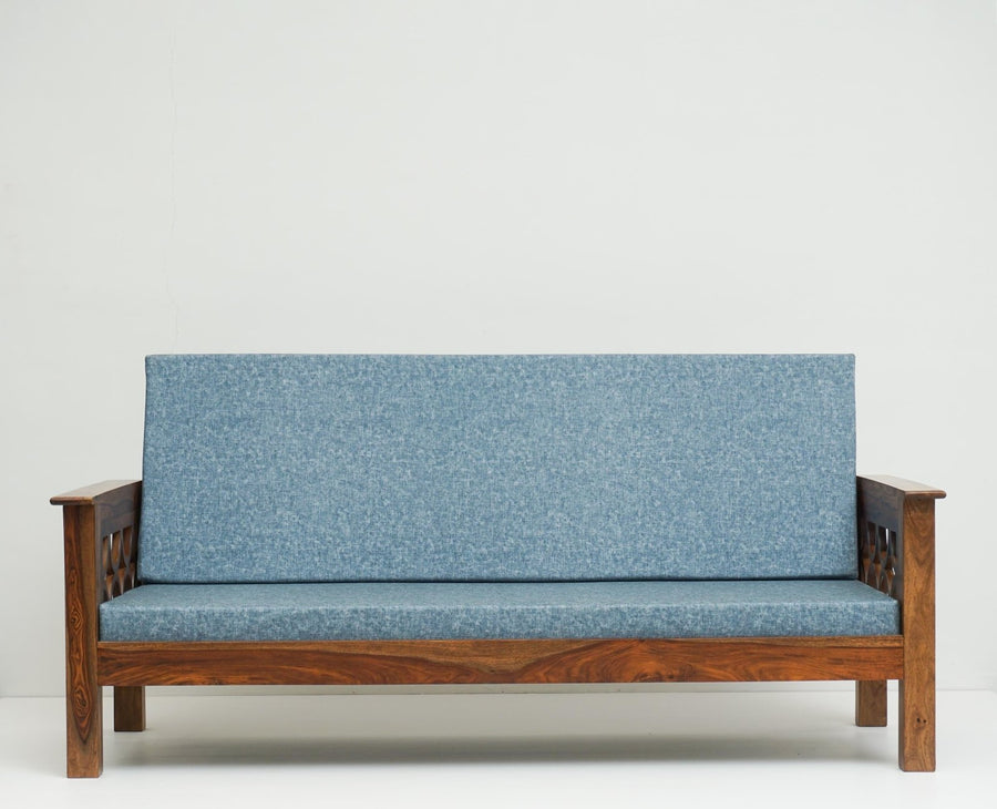 Delhi Sheesham Wood 3 Seater Sofa - Three Seater Sofa - Furniselan - Teak-Finish 