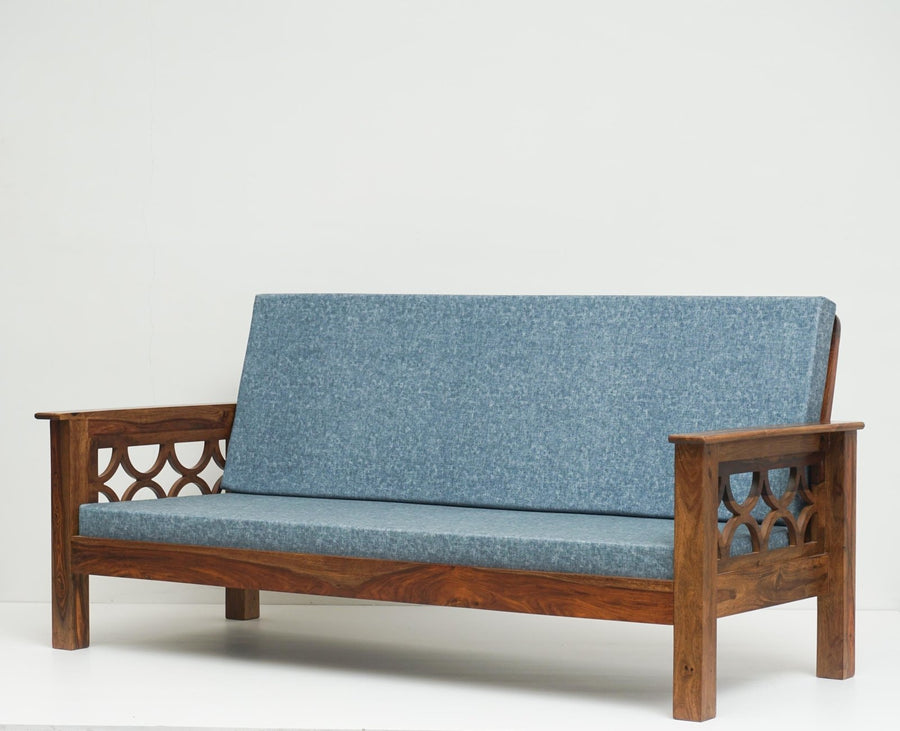 Delhi Sheesham Wood 5 Seater Sofa With Coffee Table-3+1+1+Table - sofa - Furniselan - Teak-Finish