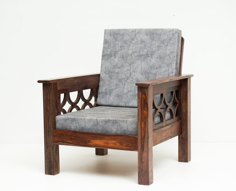 Delhi Sheesham Wood 5 Seater Sofa With Coffee Table-3+1+1+Table - sofa - Furniselan - Grey-Finish