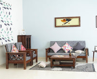 Delhi Sheesham Wood 5 Seater Sofa With Coffee Table-3+1+1+Table - sofa - Furniselan - Grey-Finish
