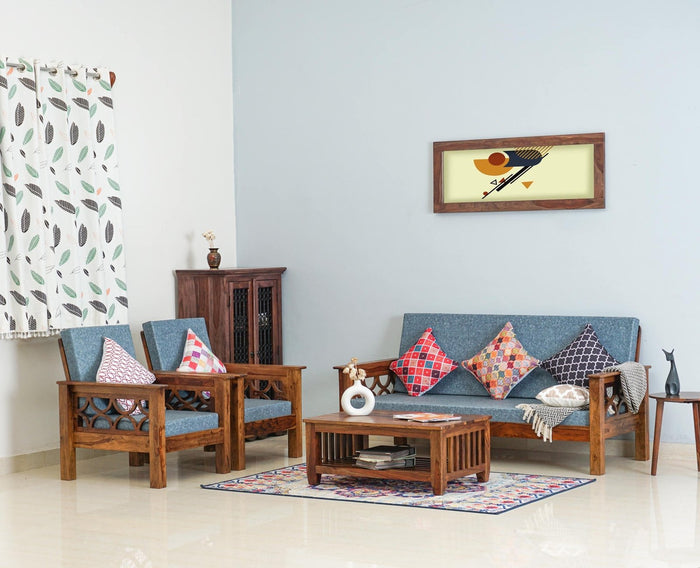 Delhi Sheesham Wood 5 Seater Sofa With Coffee Table-3+1+1+Table - sofa - Furniselan