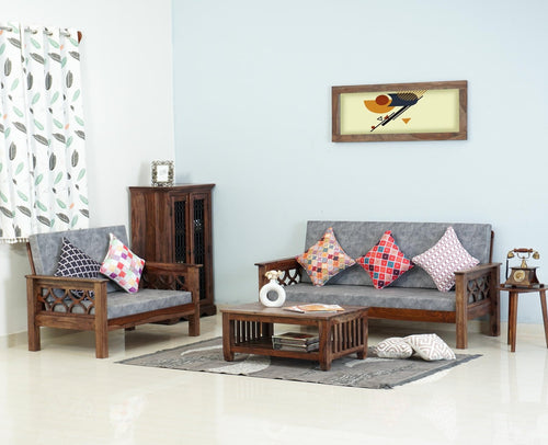 Delhi Sheesham Wood 5 Seater Sofa With Coffee Table-3+2+Table - sofa - Furniselan
