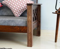 Delhi Sheesham Wood 5 Seater Sofa With Coffee Table-3+2+Table - sofa - Furniselan - Grey-Finish