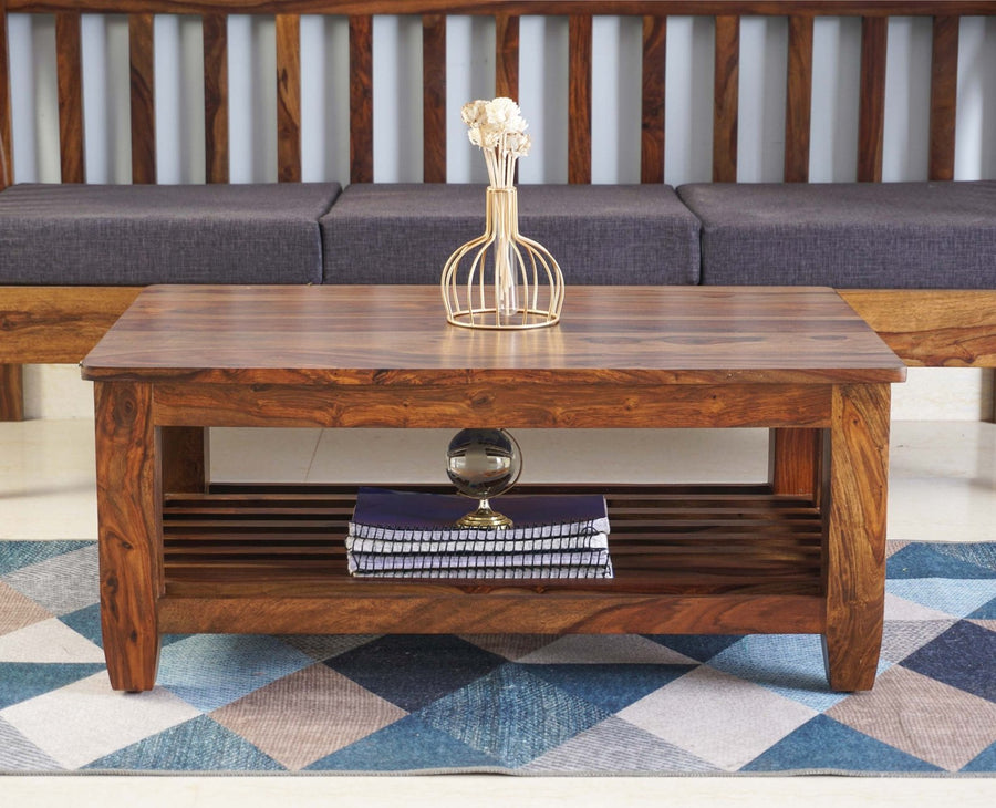 Delhi Sheesham Wood 5 Seater Sofa With Coffee Table-3+2+Table - sofa - Furniselan - Teak-Finish