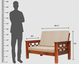 Delhi Sheesham Wood 5 Seater Sofa With Coffee Table-3+2+Table - sofa - Furniselan -  Maple-Finish