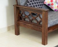 Delhi Sheesham Wood 5 Seater Sofa With Coffee Table-3+2+Table - sofa - Furniselan - Grey-Finish