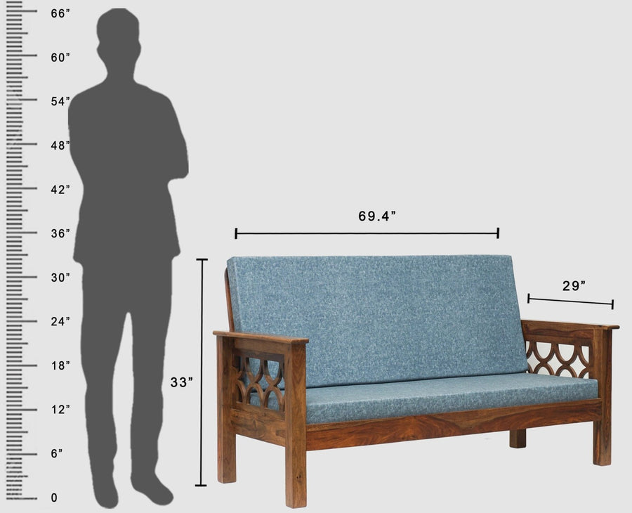 Delhi Sheesham Wood 5 Seater Sofa With Coffee Table-3+2+Table - sofa - Furniselan - Teak-Finish
