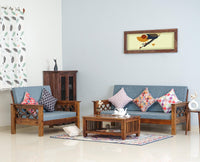 Delhi Sheesham Wood 5 Seater Sofa With Coffee Table-3+2+Table - sofa - Furniselan - Teak-Finish