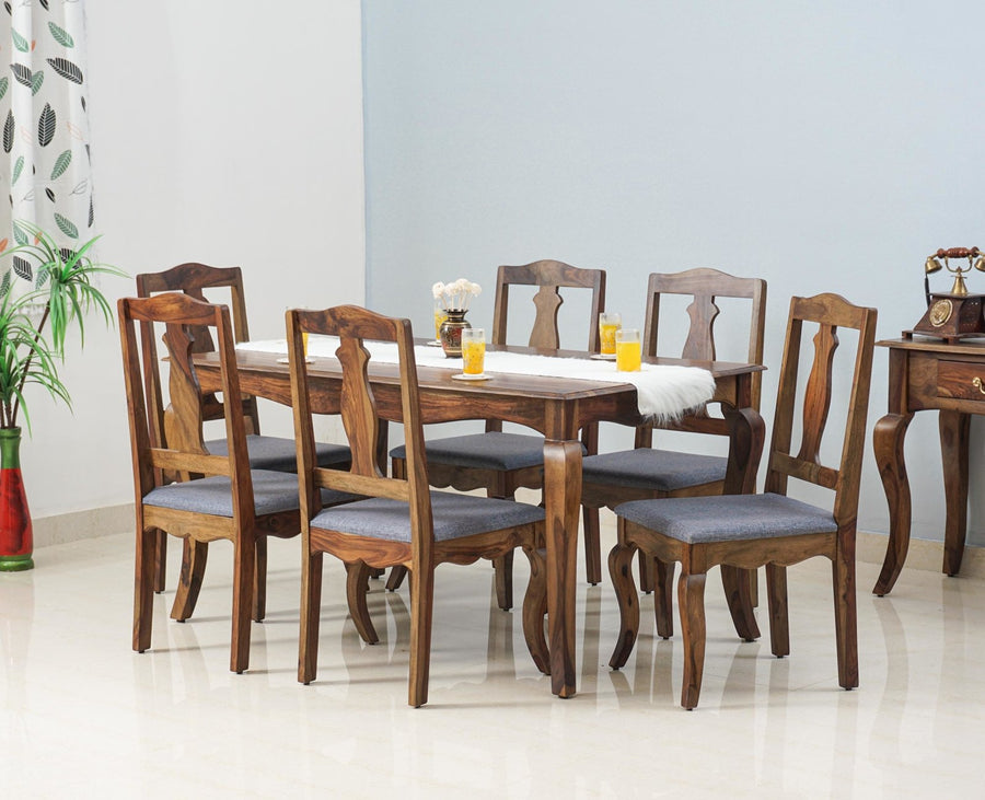 Denmark 6 Seater Dining Set With 6 Chairs - Furniselan - Teak-Finish