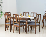 Denmark 6 Seater Dining Set With 6 Chairs - Furniselan - Teak-Finish