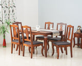 Denmark 6 Seater Dining Set With 6 Chairs - Furniselan  - Maple-Finish