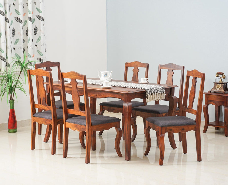 Denmark 6 Seater Dining Set With 6 Chairs - Furniselan  - Maple-Finish