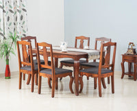 Denmark 6 Seater Dining Set With 6 Chairs - Furniselan  - Maple-Finish