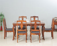 Denmark 6 Seater Dining Set With 6 Chairs - Furniselan  - Maple-Finish