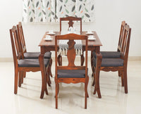 Denmark 6 Seater Dining Set With 6 Chairs - Furniselan  - Maple-Finish