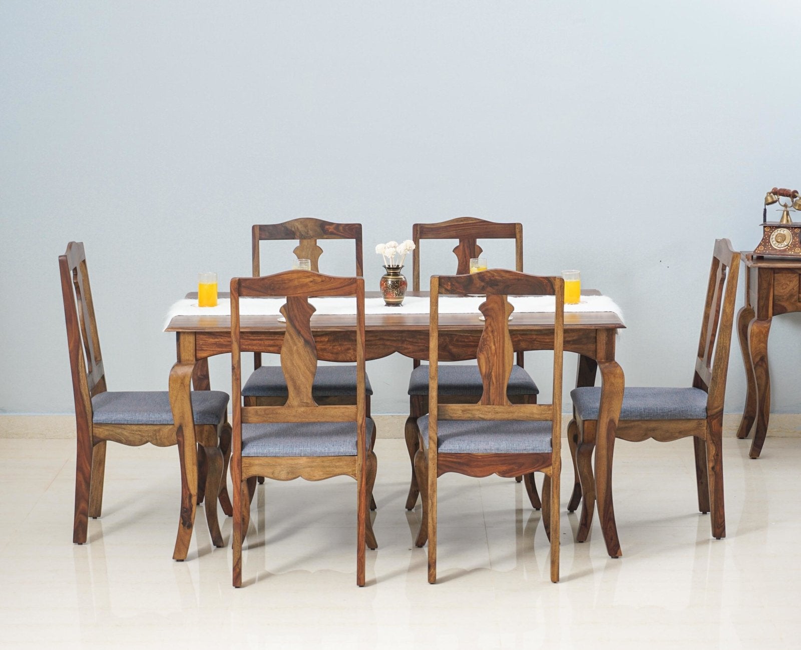 Denmark 6 Seater Dining Set With 6 Chairs - Furniselan - Teak-Finish
