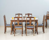 Denmark 6 Seater Dining Set With 6 Chairs - Furniselan - Teak-Finish