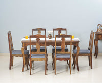 Denmark 6 Seater Dining Set With 6 Chairs - Furniselan - Teak-Finish
