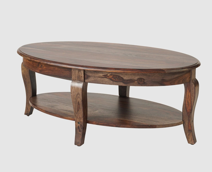 Denmark Sheesham Wood Oval Coffee Table Furniselan - Grey-Finish