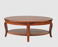 Denmark Sheesham Wood Oval Coffee Table Furniselan - Maple-Finish