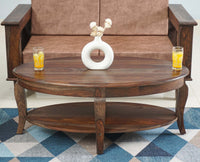 Denmark Sheesham Wood Oval Coffee Table Furniselan - Grey-Finish
