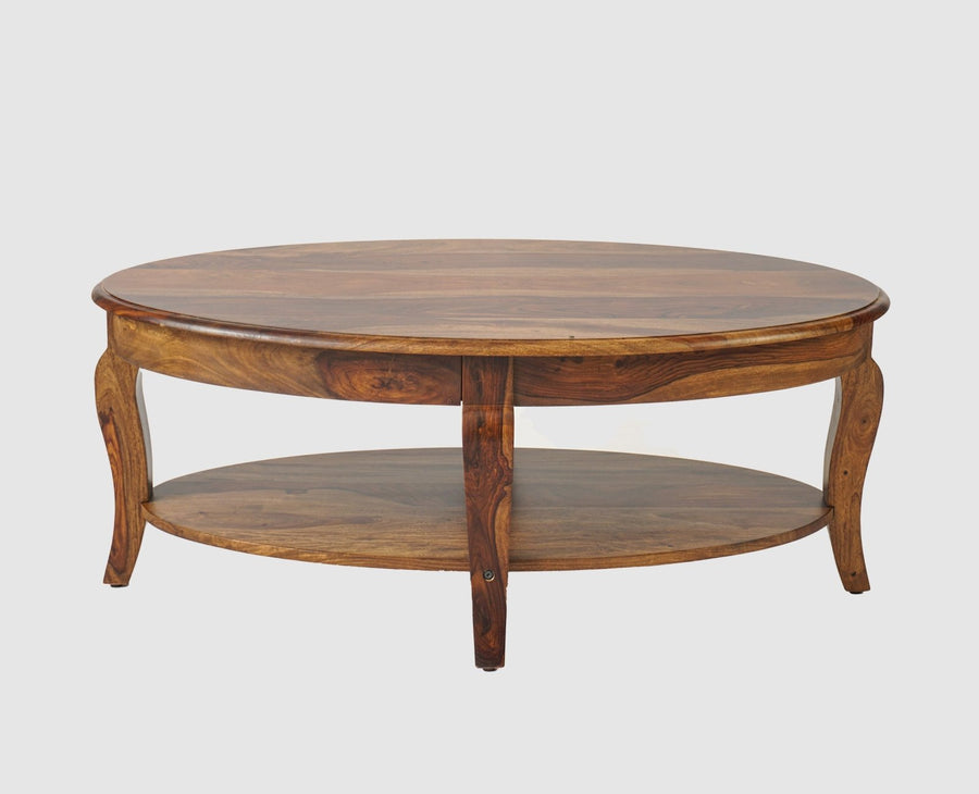 Denmark Sheesham Wood Oval Coffee Table Furniselan - Teak-Finish