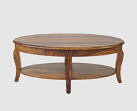 Denmark Sheesham Wood Oval Coffee Table Furniselan - Teak-Finish