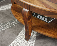 Denmark Sheesham Wood Oval Coffee Table Furniselan - Teak-Finish