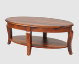 Denmark Sheesham Wood Oval Coffee Table Furniselan - Maple-Finish