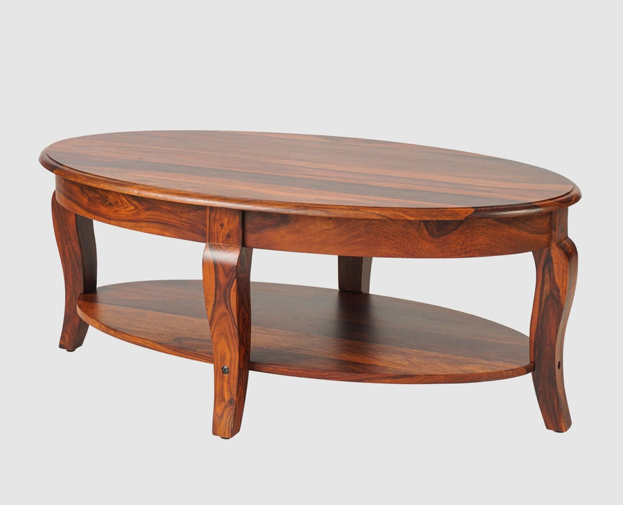 Denmark Sheesham Wood Oval Coffee Table Furniselan - Maple-Finish