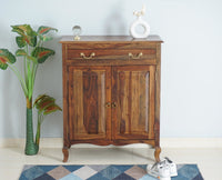 Denmark Sheesham Wood Shoe Rack Furniselan - Teak-Finish