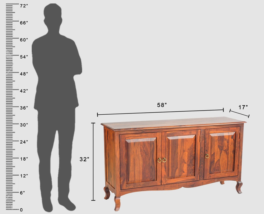 Denmark Sheesham Wood Three Doors Sideboard - Furniselan