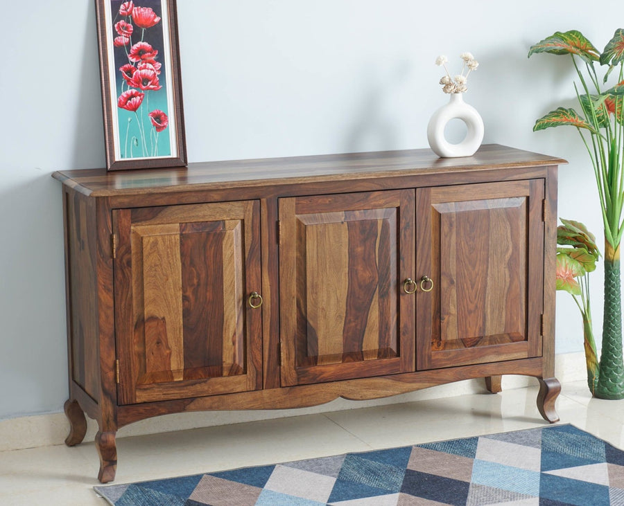Denmark Sheesham Wood Three Doors Sideboard - Furniselan - Teak-Finish