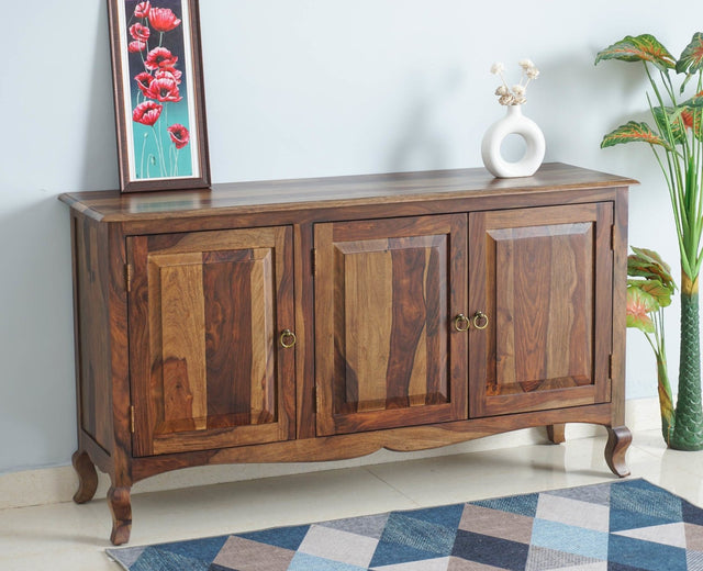 Denmark Sheesham Wood Three Doors Sideboard - Furniselan - Teak-Finish