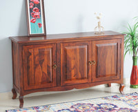 Denmark Sheesham Wood Three Doors Sideboard - Furniselan - Maple-Finish