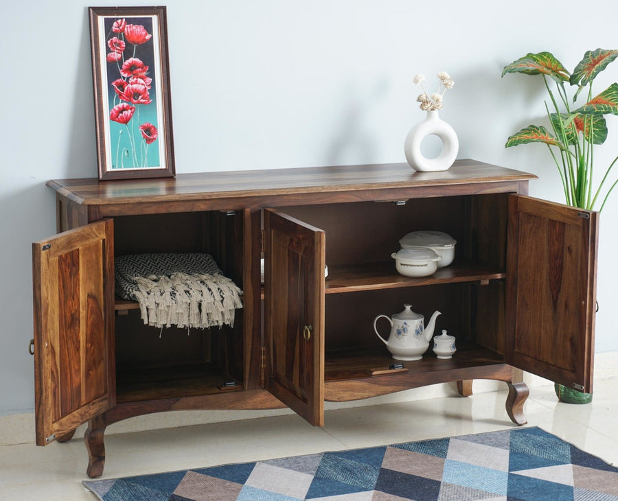 Denmark Sheesham Wood Three Doors Sideboard - Furniselan - Teak-Finish