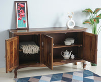 Denmark Sheesham Wood Three Doors Sideboard - Furniselan - Teak-Finish