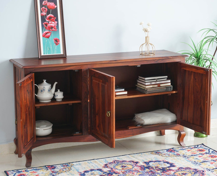 Denmark Sheesham Wood Three Doors Sideboard - Furniselan - Maple-Finish