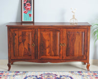 Denmark Sheesham Wood Three Doors Sideboard - Furniselan - Maple-Finish