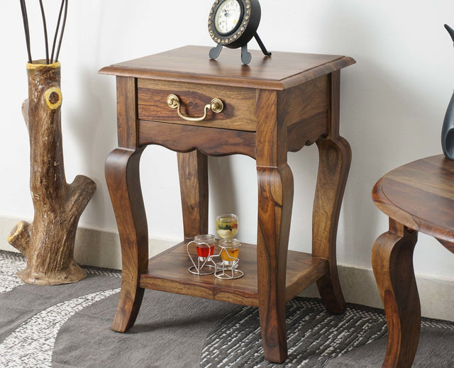 Denmark Solid Wood Bedside Table - Bedside Table - Furniselan - Teak-Finish