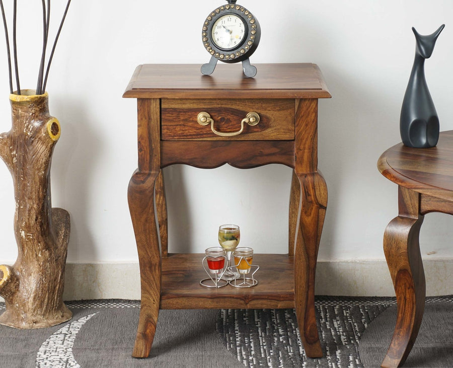 Denmark Solid Wood Bedside Table - Bedside Table - Furniselan - Teak-Finish