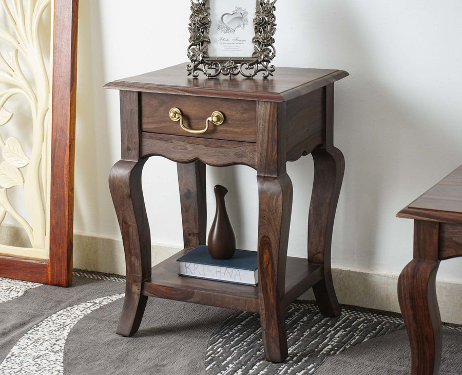 Denmark Solid Wood Bedside Table - Bedside Table - Furniselan - Grey-Finish